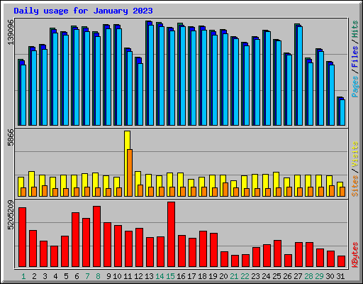 Daily usage for January 2023