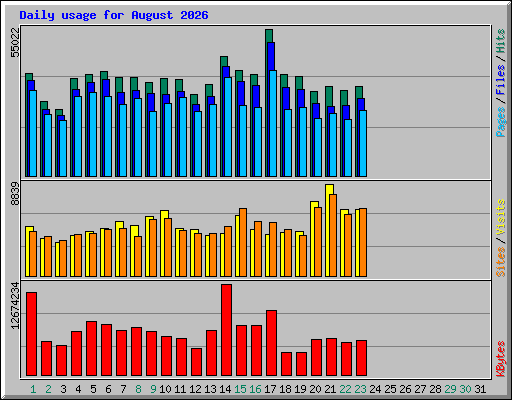 Daily usage for August 2026